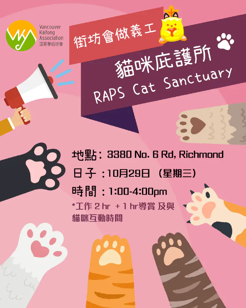 🐾😻 【街坊會義工 x RAPS 貓咪庇護所】